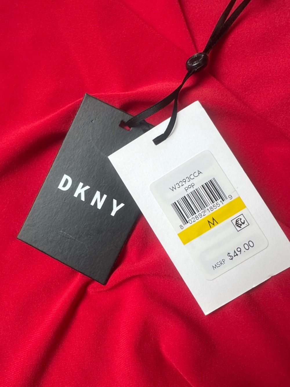 DKNY Bold Red Draped V-Neck Top - Picture 3 of 3